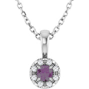 Sterling Silver 3 mm Lab-Grown Alexandrite & .03 CTW Natural Diamond 16-18" Necklace