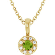 14K Yellow 3 mm Natural Peridot & .03 CTW Natural Diamond 16-18" Necklace