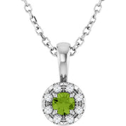 Sterling Silver 3 mm Natural Peridot & .03 CTW Natural Diamond 16-18" Necklace