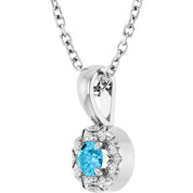 Sterling Silver 3 mm Natural Aquamarine & .03 CTW Natural Diamond 16-18" Necklace