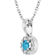 Platinum 3 mm Natural Blue Zircon & .03 CTW Natural Diamond 16-18" Necklace