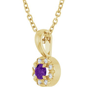 14K Yellow 3 mm Natural Amethyst & .03 CTW Natural Diamond 16-18" Necklace