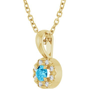 14K Yellow 3 mm Natural Aquamarine & .03 CTW Natural Diamond 16-18" Necklace