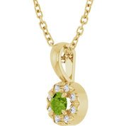 14K Yellow 3 mm Natural Peridot & .03 CTW Natural Diamond 16-18" Necklace