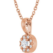 14K Rose 3 mm Natural White Sapphire & .03 CTW Natural Diamond 16-18" Necklace