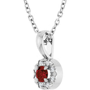 Sterling Silver 3 mm Natural Mozambique Garnet & .03 CTW Natural Diamond 16-18" Necklace