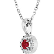 Sterling Silver 3 mm Natural Ruby & .03 CTW Natural Diamond 16-18" Necklace