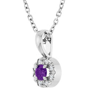 14K White 3 mm Natural Amethyst & .03 CTW Natural Diamond 16-18" Necklace