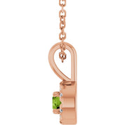 14K Rose 3 mm Natural Peridot & .03 CTW Natural Diamond 16-18" Necklace