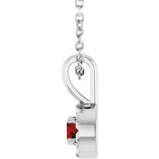 Sterling Silver 3 mm Natural Mozambique Garnet & .03 CTW Natural Diamond 16-18" Necklace