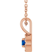 14K Rose 3 mm Lab-Grown Blue Sapphire & .03 CTW Natural Diamond 16-18" Necklace