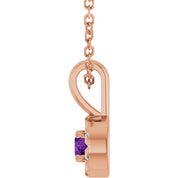14K Rose 3 mm Natural Amethyst & .03 CTW Natural Diamond 16-18" Necklace
