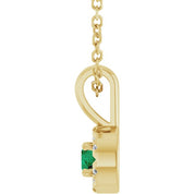14K Yellow 3 mm Lab-Grown Emerald & .03 CTW Natural Diamond 16-18" Necklace