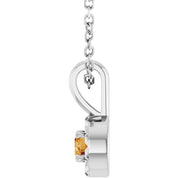 Sterling Silver 3 mm Natural Citrine & .03 CTW Natural Diamond 16-18" Necklace