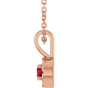 14K Rose 3 mm Lab-Grown Ruby & .03 CTW Natural Diamond 16-18" Necklace