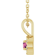 14K Yellow 3 mm Natural Pink Tourmaline & .03 CTW Natural Diamond 16-18" Necklace
