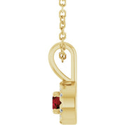14K Yellow 3 mm Natural Mozambique Garnet & .03 CTW Natural Diamond 16-18" Necklace