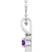 14K White 3 mm Natural Amethyst & .03 CTW Natural Diamond 16-18" Necklace
