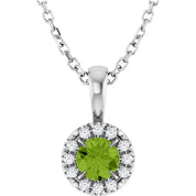 Sterling Silver 4 mm Natural Peridot & .05 CTW Natural Diamond 16-18" Necklace