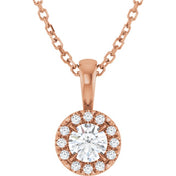 14K Rose 4 mm Natural Diamond & .05 CTW Natural Diamond 16-18" Necklace
