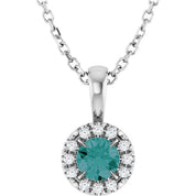 Sterling Silver 4 mm Lab-Grown Alexandrite & .05 CTW Natural Diamond 16-18" Necklace