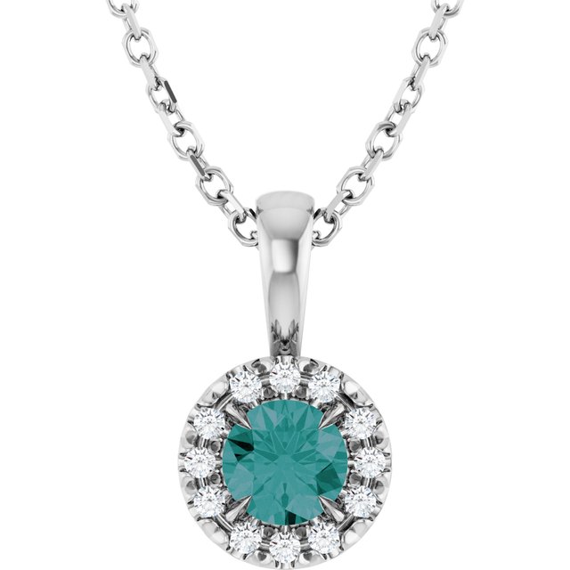 Sterling Silver 4 mm Lab-Grown Alexandrite & .05 CTW Natural Diamond 16-18" Necklace