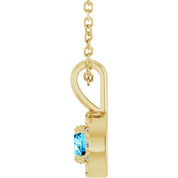 14K Yellow 4 mm Natural Aquamarine & .05 CTW Natural Diamond 16-18" Necklace
