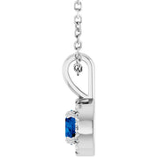 Sterling Silver 4 mm Lab-Grown Blue Sapphire & .05 CTW Natural Diamond 16-18" Necklace