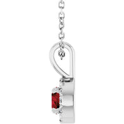 Sterling Silver 4 mm Natural Mozambique Garnet & .05 CTW Natural Diamond 16-18" Necklace