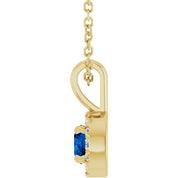 14K Yellow 4 mm Lab-Grown Blue Sapphire & .05 CTW Natural Diamond 16-18" Necklace