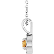 Sterling Silver 4 mm Natural Citrine & .05 CTW Natural Diamond 16-18" Necklace