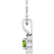 Sterling Silver 4 mm Natural Peridot & .05 CTW Natural Diamond 16-18" Necklace