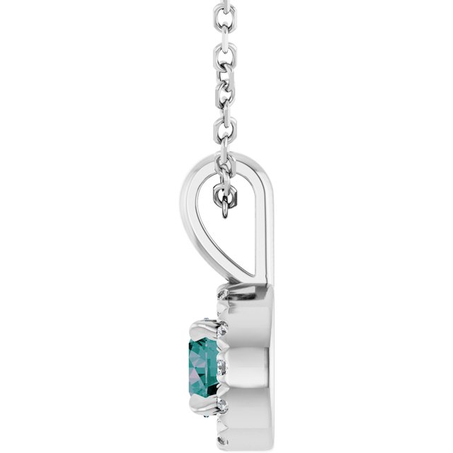 Sterling Silver 4 mm Lab-Grown Alexandrite & .05 CTW Natural Diamond 16-18" Necklace