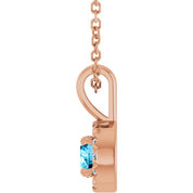 14K Rose 4 mm Natural Aquamarine & .05 CTW Natural Diamond 16-18" Necklace