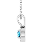 Sterling Silver 4 mm Natural Aquamarine & .05 CTW Natural Diamond 16-18" Necklace
