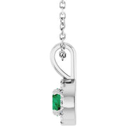 Sterling Silver 4 mm Lab-Grown Emerald & .05 CTW Natural Diamond 16-18" Necklace