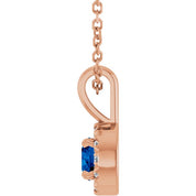 14K Rose 4 mm Lab-Grown Blue Sapphire & .05 CTW Natural Diamond 16-18" Necklace