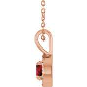14K Rose 4 mm Natural Mozambique Garnet & .05 CTW Natural Diamond 16-18" Necklace