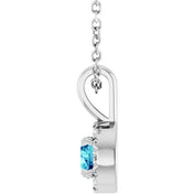 14K White 4 mm Natural Blue Zircon & .05 CTW Natural Diamond 16-18" Necklace