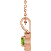 14K Rose 4 mm Natural Peridot & .05 CTW Natural Diamond 16-18" Necklace