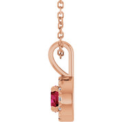 14K Rose 4 mm Lab-Grown Ruby & .05 CTW Natural Diamond 16-18" Necklace