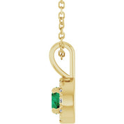 14K Yellow 4 mm Natural Emerald & .05 CTW Natural Diamond 16-18" Necklace