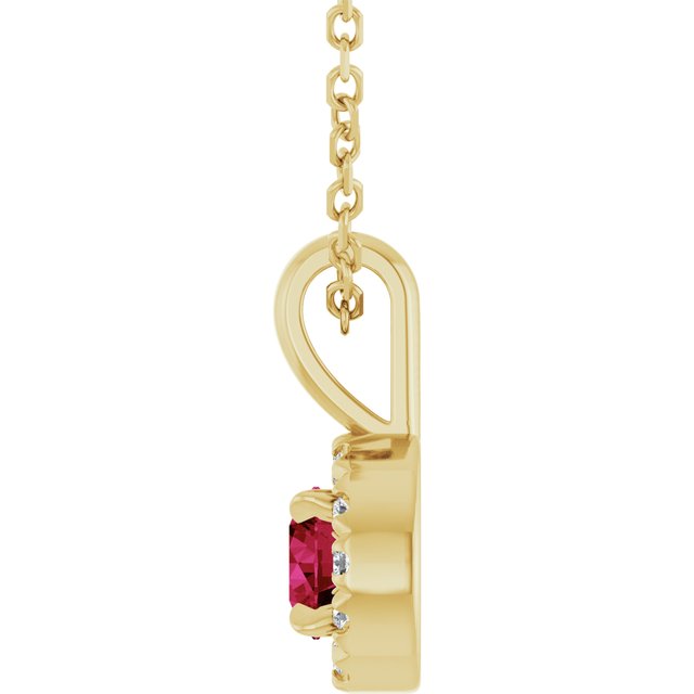 14K Yellow 4 mm Natural Ruby & .05 CTW Natural Diamond 16-18" Necklace