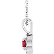 Sterling Silver 4 mm Lab-Grown Ruby & .05 CTW Natural Diamond 16-18" Necklace