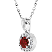 Sterling Silver 4 mm Natural Mozambique Garnet & .05 CTW Natural Diamond 16-18" Necklace