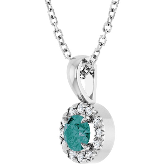 Sterling Silver 4 mm Lab-Grown Alexandrite & .05 CTW Natural Diamond 16-18" Necklace