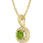 14K Yellow 4 mm Natural Peridot & .05 CTW Natural Diamond 16-18" Necklace