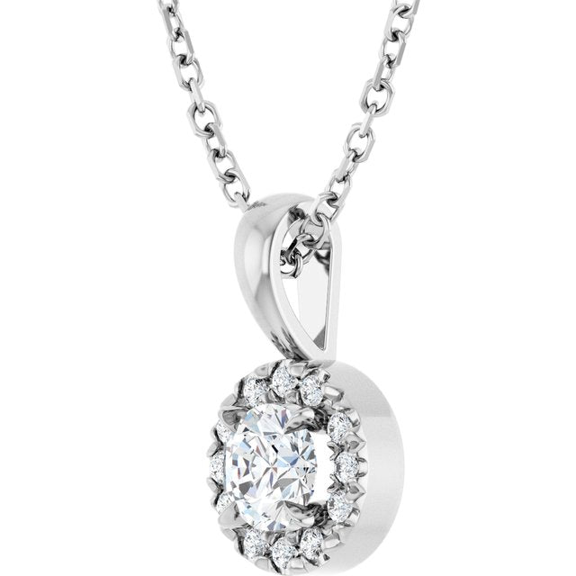 Sterling Silver 4 mm Natural Diamond & .05 CTW Natural Diamond 16-18" Necklace