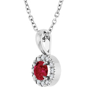 Sterling Silver 4 mm Lab-Grown Ruby & .05 CTW Natural Diamond 16-18" Necklace