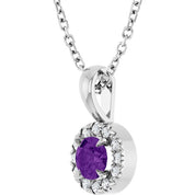 Sterling Silver 4 mm Natural Amethyst & .05 CTW Natural Diamond 16-18" Necklace